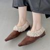 Fur Flats Women Pointed Toe Shoes Brand Suede Plush Cotton Shoes 2025 Trend Autumn Fashion Cozy Casual Shoes Sexy Zapatos Mujer