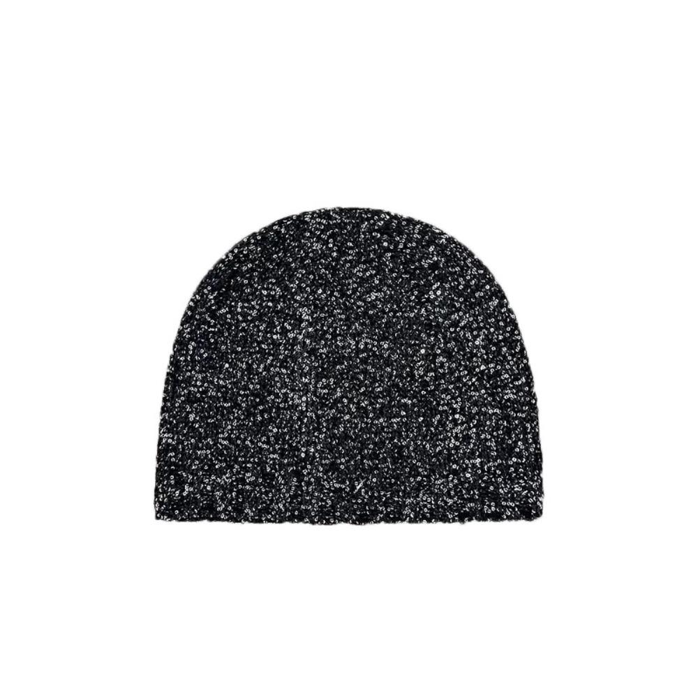 Vintage Beanie Hat Bowknot Woven Cap Fashion Sequin Knitted Hat Autumn