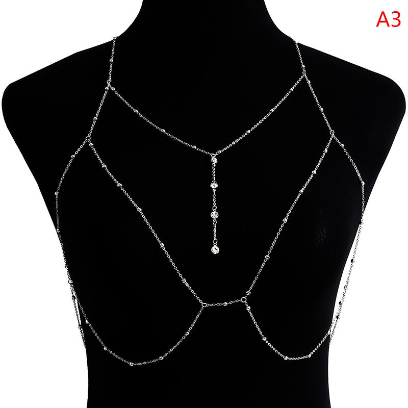Cross Chest Breast Belly Body Chain Necklace For Women Girls Bra Wedding Sexy Ball Body Jewelry Prom Party Deco Accessories