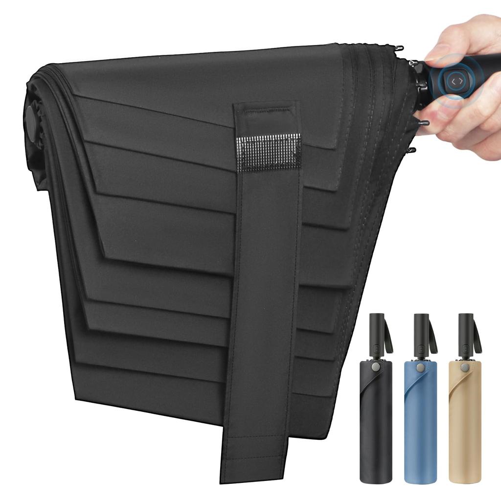 LittleSo Зонт с памятью, который складывается в один складной зонт с памятью, автоматический от дождя или 8 больших складных зонтов 104 см для и работы, супер прочный 59 см