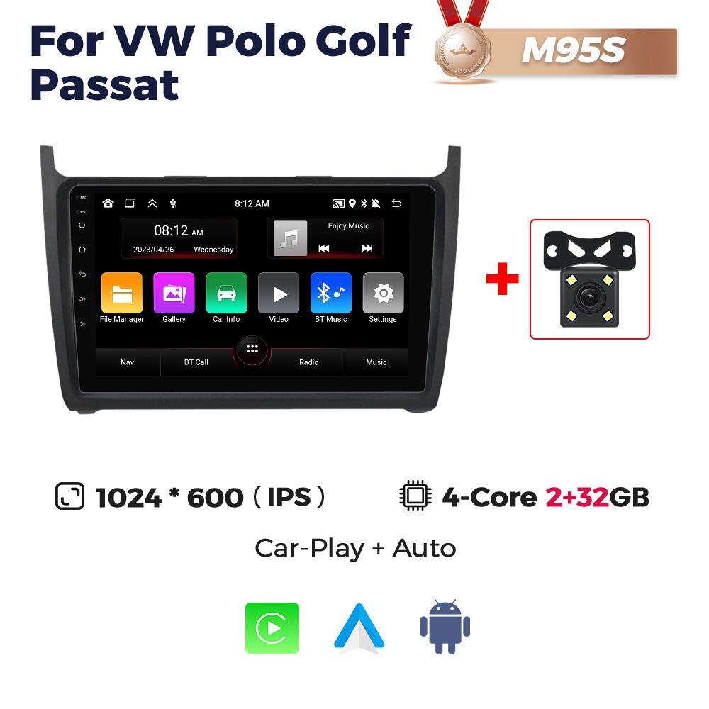 Navifly Wireless CarPlay Android Auto Radio для VW Volkswagen POLO 5 sedan 2008-2020 5G WIFI Car Multimedia 2DIN Stereo Receiver