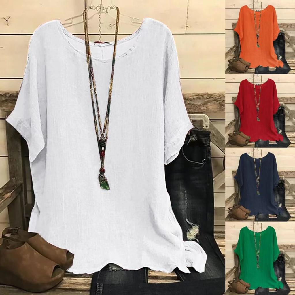 Ladies', Casual, Bat Sleeve Top, Round Neck, Short Sleeved Shirt