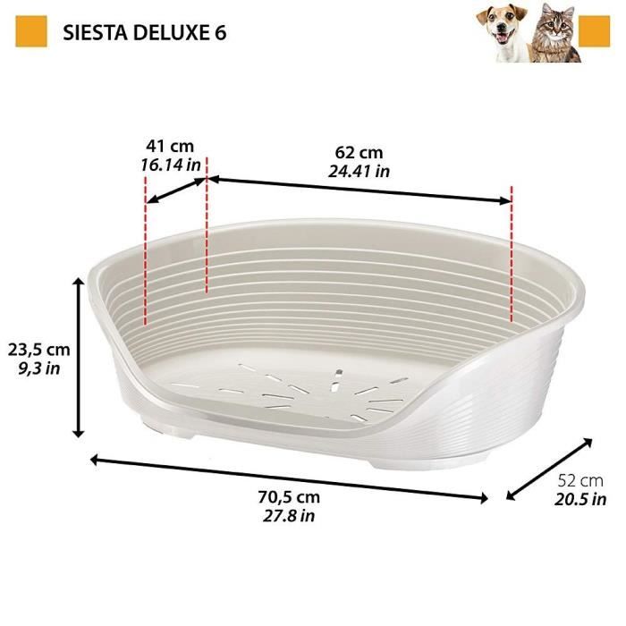 Panier-Corbeille SIESTA DELUXE Taille 6 - 70,5*52*23 cm - Noir -FERPLAST