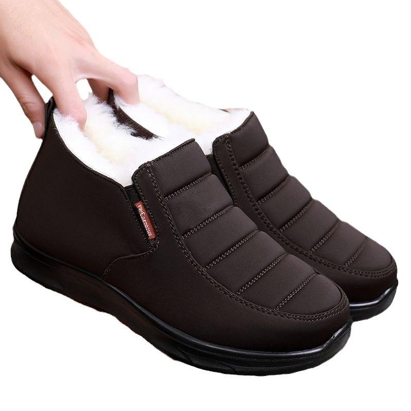 Зимние новые хлопковые ботинки с набивкой из утолщенного материала среднего возраста и пожилых людей старые пекинские теплые папы пожилые северо-восточные зимние ботинки