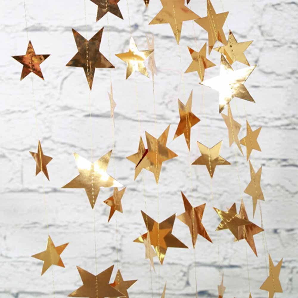4m Shimmer Long Banner Baby Shower Gold/Silver Shining Star Bunting Wedding Birthday Party Decoration Children Room Decors