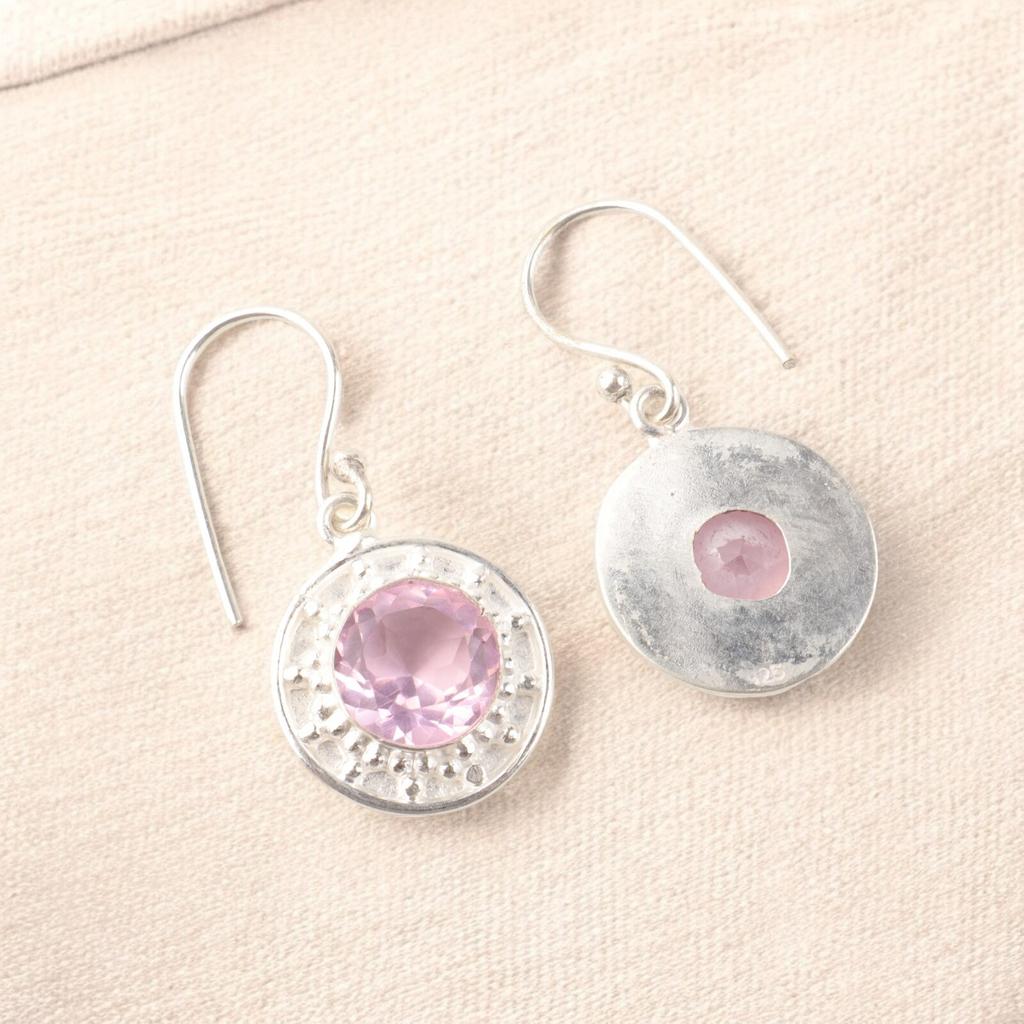 Genuine Pink Morganite Gemstone 925 Stamped Silver Earrings For Women's 1.5 Inch EE-153-2