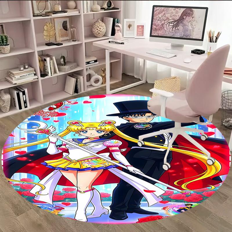 1pc Sailor Moon Carpet, Round Rug, Comfortable, Suitable for Entryways, Living Rooms, Office, And Bedrooms, Christmas Decoration