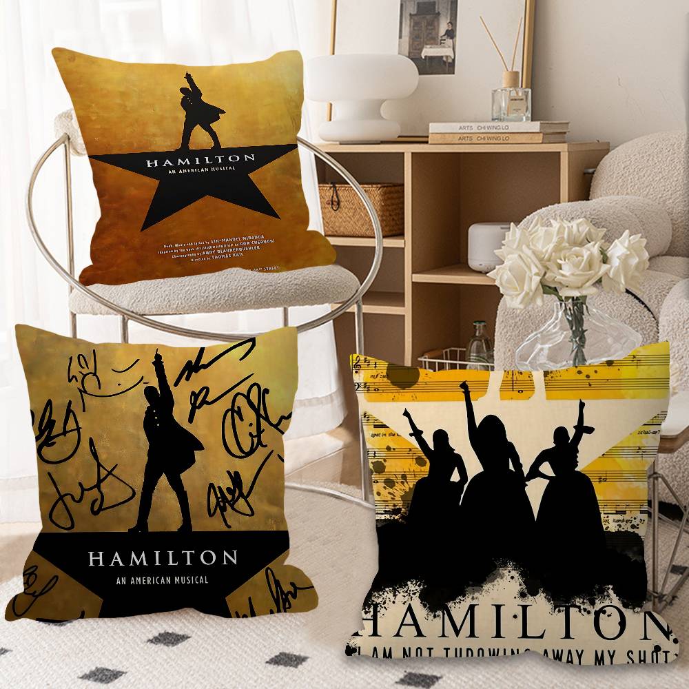 American Musical Hamilton Vintage Personalized Picture Text Home Decorative Pillows Household Gifts 45x45cm