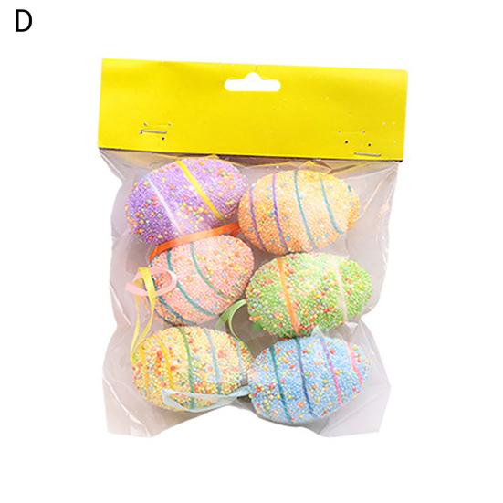 6Pcs/Set Hanging Decor Decorative Bright-colored Cute Attractive Beautiful Easter Egg Widget for Party