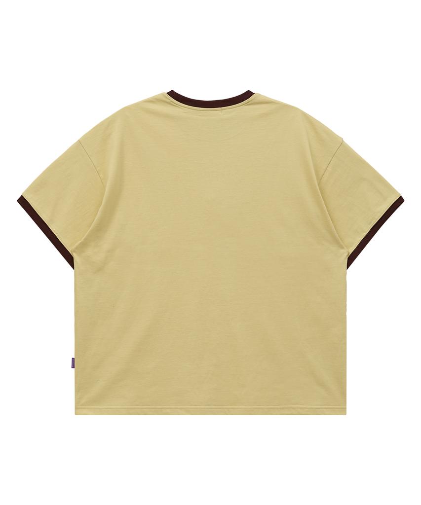 HOODHOOD Girl Stress Nutrition Ringer Short Sleeve T-Shirt Light Yellow