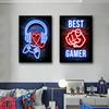 Neon Design Gamepad Game Quote Posters Canvas Painting VR Gaming Girl Wall Art Picture Gamer Boy Room Home Decoration No LED
