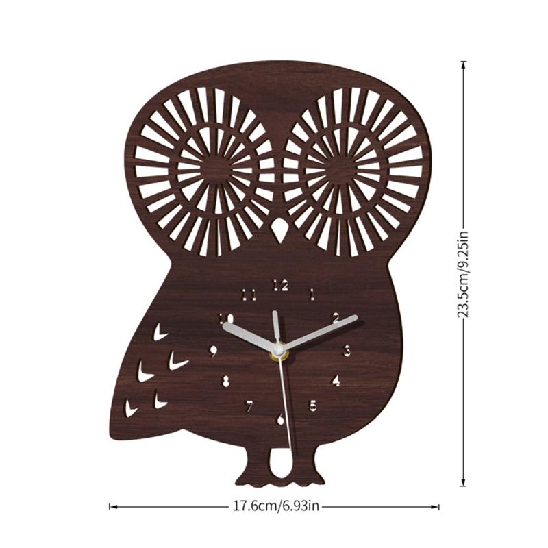 Деревянные часы-сова, подвесное деревянное украшение, бесшумные часы без тиканья для дома, спальни, гостиной, настенное украшение