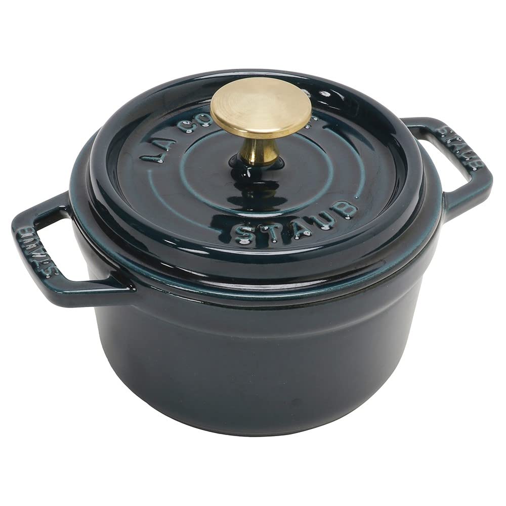 Staub Cocotte Round La Mer 14 см латунная ручка маленькая литая эмалированная кастрюля IH совместимый японский продукт с серийным номером La Cocotte Round "спецификация Pico"