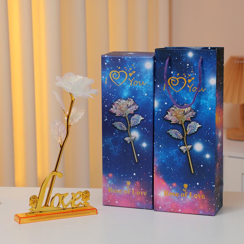 Роза из 24-каратной золотой фольги Светящийся букет: Сохраненные искусственные цветы на День святого Валентина, День матери и дни рождения