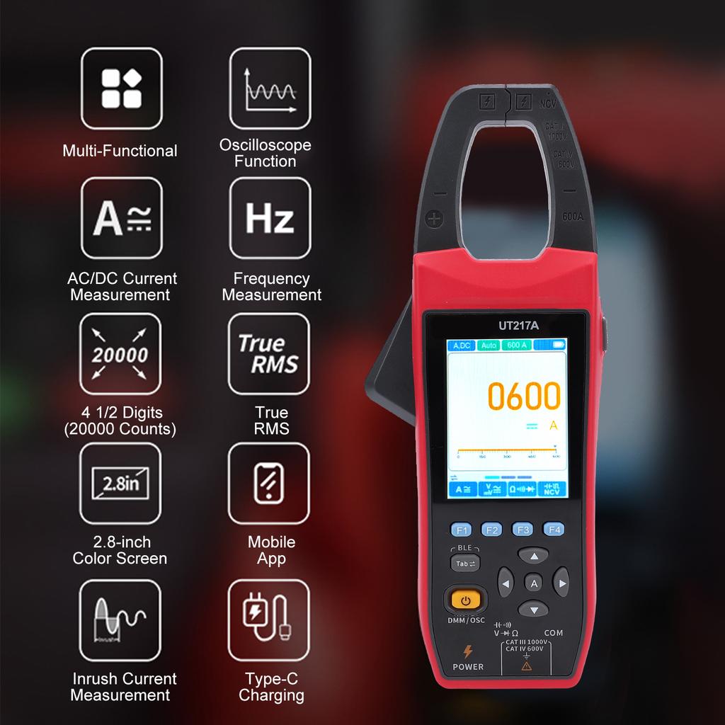3 in 1 AC DC Clamp Meter Oscilloscope 5MSa s High Sampling Rate 1MHz Bandwidth 600A 1000V AC DC Current and Voltage