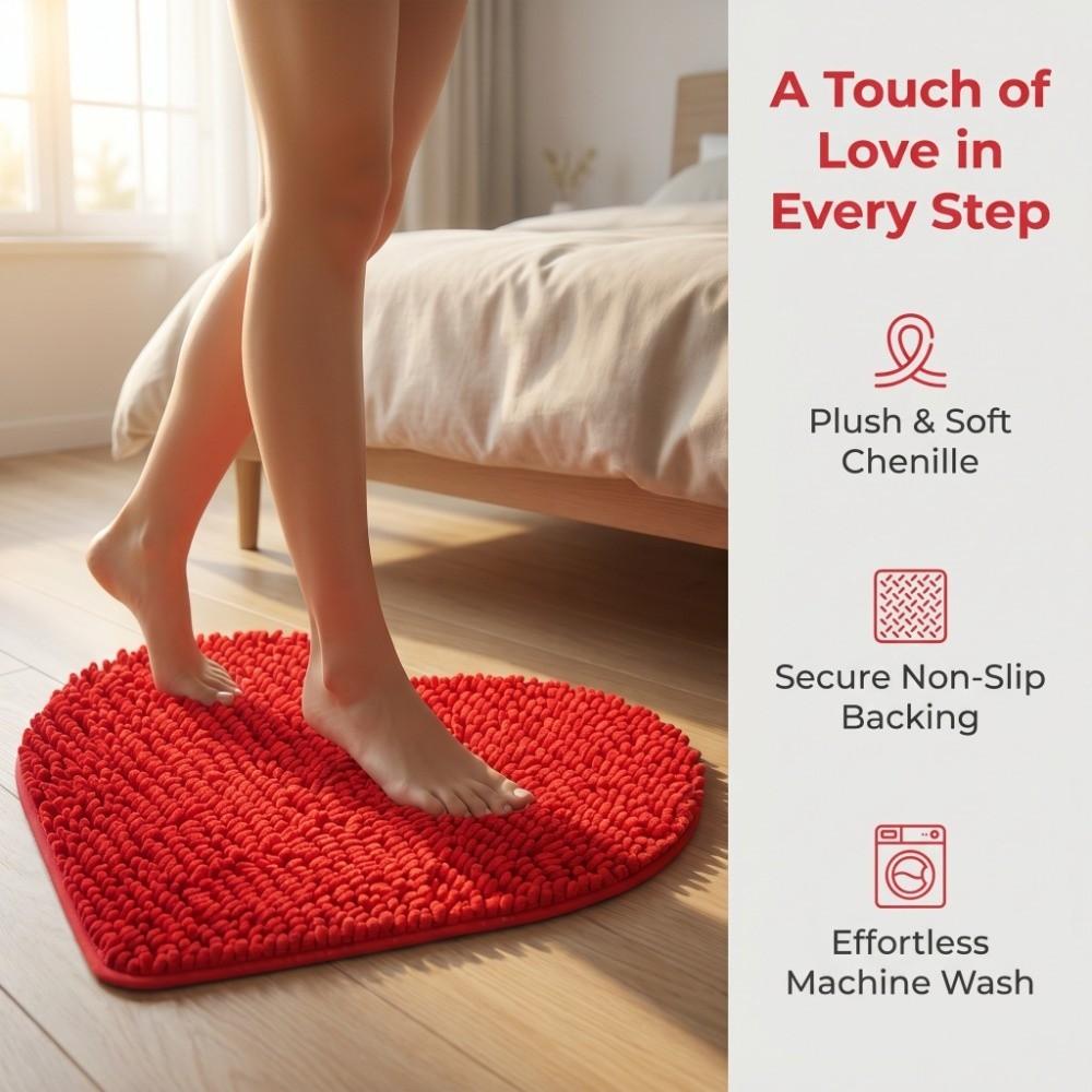 Red Non-slip Quick Dry Bath Rug Bedroom Bedside Decorative Floor Mat