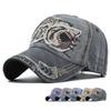 5 Colors Embroidered Shark Color Block Vintage Washed Cotton Baseball Cap Men Women Outdoor