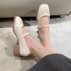 French Style with Skirt Women's Medium Heel Shoes 2025 Spring Outer Wear New Fashion Thick Heel Single Shoes Mary Jane Women's Shoes