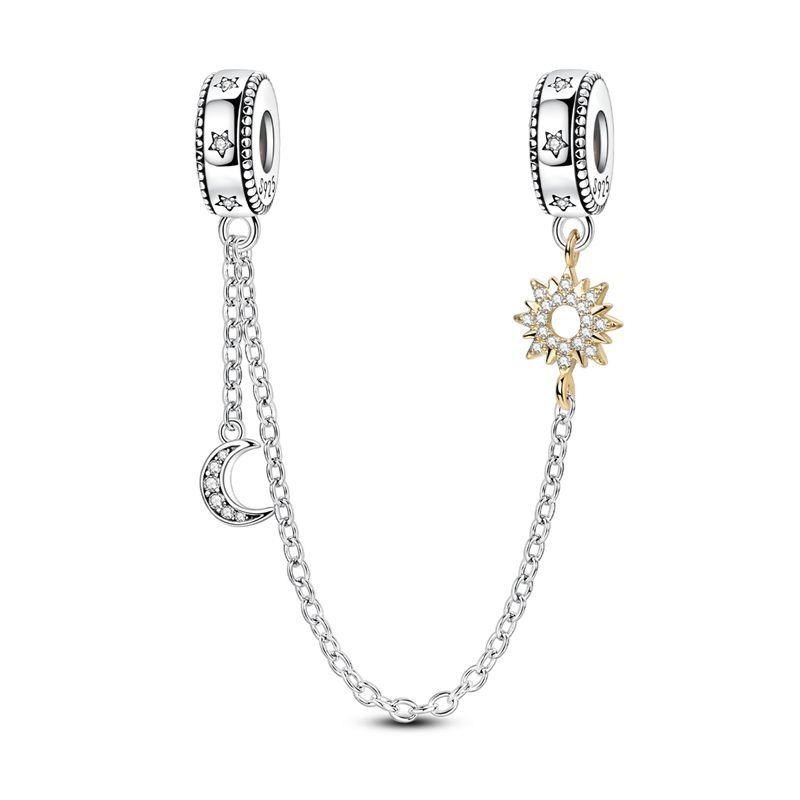 Новая медная цепочка безопасности с подвесками в виде бабочки, сердца, дерева, луны, браслет-амулет, бусина, подходит для оригинального браслета, сделай сам, женские украшения