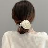 Women Hair Ring 3D Rose Flower Decor Smooth Satin Elastic Band Hair Tie Scalp-friendly Hair Band Hair Accessory