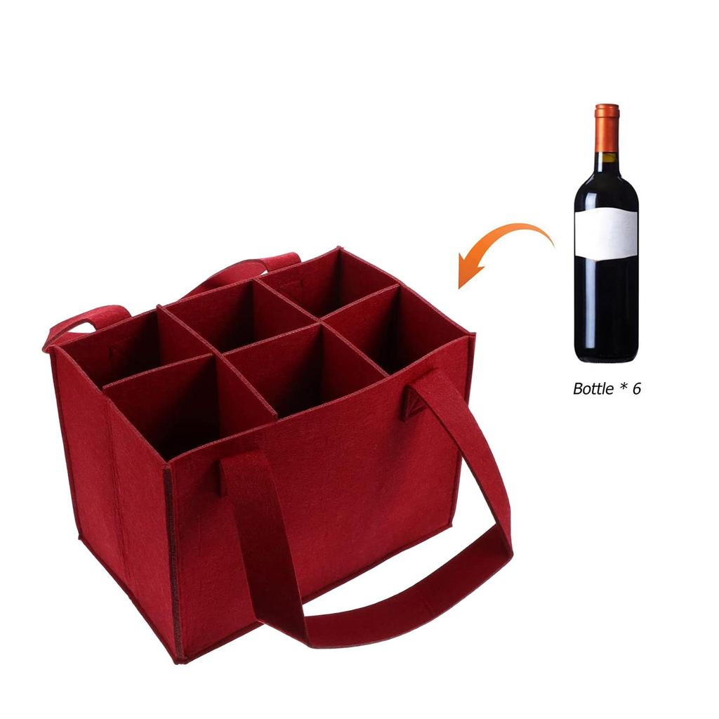6 Bottles Christmas with Handle Bag Organizer Handbag Wine Carrier for Wine