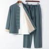 Chinese Traditional Tang Suit Kung Fu Uniform Retro Casual Cotton Linen Plus Size Tai Chi Clothing Set Man