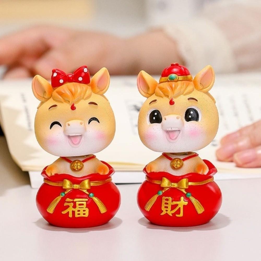 Смоляные фигурки знака зодиака Лошадь Милая статуэтка лошади Смешной талисман года Лошади 2026 Праздник весны