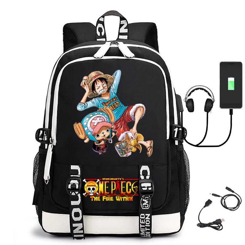 Хит продаж Рюкзак ONE PIECE Луффи с USB-зарядкой, большая вместимость