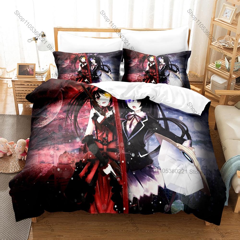 Аниме Date A Live Комплект постельного белья Высококачественная печать Мягкое постельное белье Тока Ятогами Куруми Токисаки Комплект покрывала для Отаку