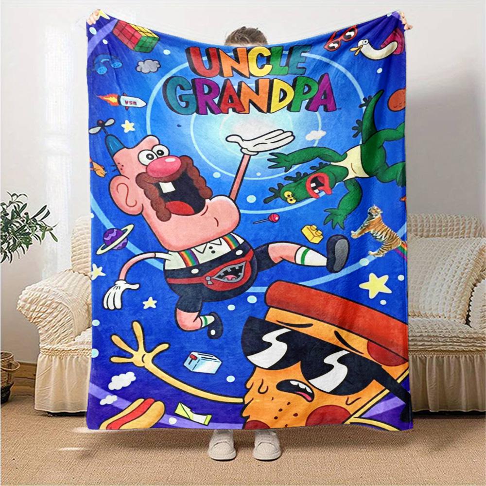 Uncle Grandpa Print Flannel Blanket High Quality Warm Comfortable Cover for All Seasons Perfect for Gifts Home Decor