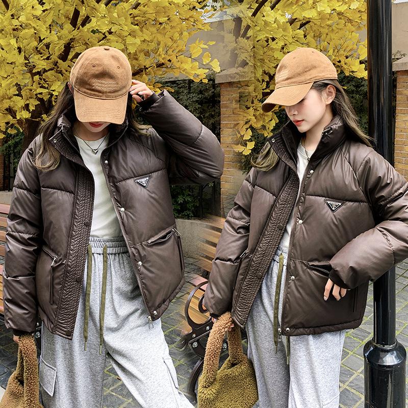 Женская короткая куртка из ПУ кожи с хлопковым наполнителем, новая зимняя хлопковая куртка 2025 года, куртка-пуховик