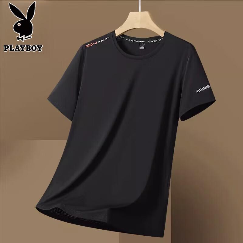 PLAYBOY Мужская футболка с коротким рукавом из ледяного шелка, быстросохнущая