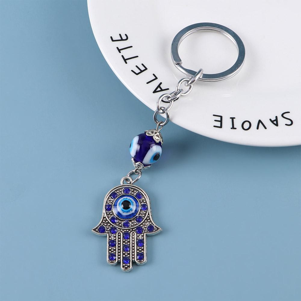 Jewelry Amulet Key Holder Car Keyrings Blue Fatima Hand Protection Charm Hamsa Keychain Evil Eye