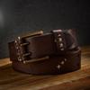 Retro Trend Personalized Double Copper Buckle Belt Men's Genuine Leather Handmade First Layer Cowhide Men's Jeans Belt