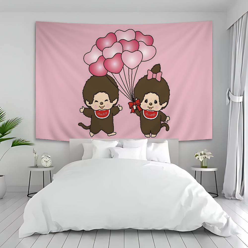Cute Mmonchhichiss Anime Tapestry Hippie Flower Wall Carpets Dorm Decor Wall Hanging Home Decor