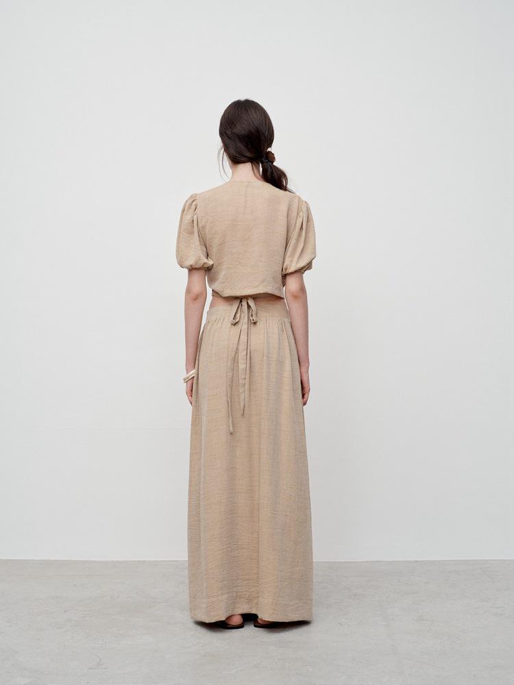 Французская блузка с пышными рукавами и завязками - Женский летний дизайн с V-образным вырезом, возвраты не принимаются