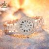 SHENGKE Роскошные роскошные женские кварцевые часы Relogio Feminino, украшенные кристаллами розового золота, романтические цветные часы