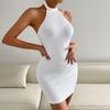 Ladies Elegant Solid Color Halter Backless Sexy Party   Pencil Dress