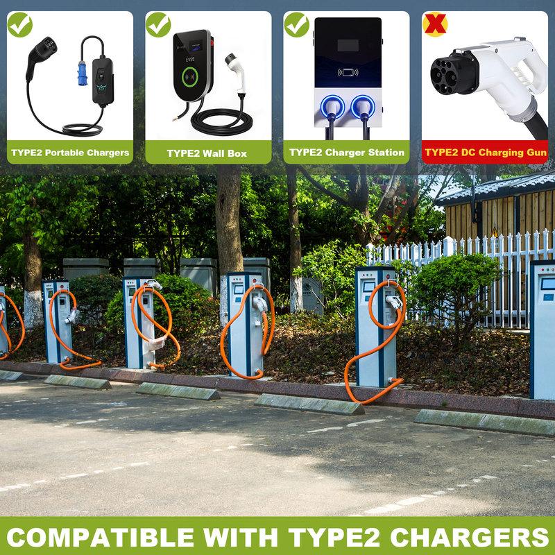 Type2 To Type1 EV Charger Adapter IEC 62196 16A 32A SAE J1772 Electric Vehicle Charging Connector Converter EVSE Plug