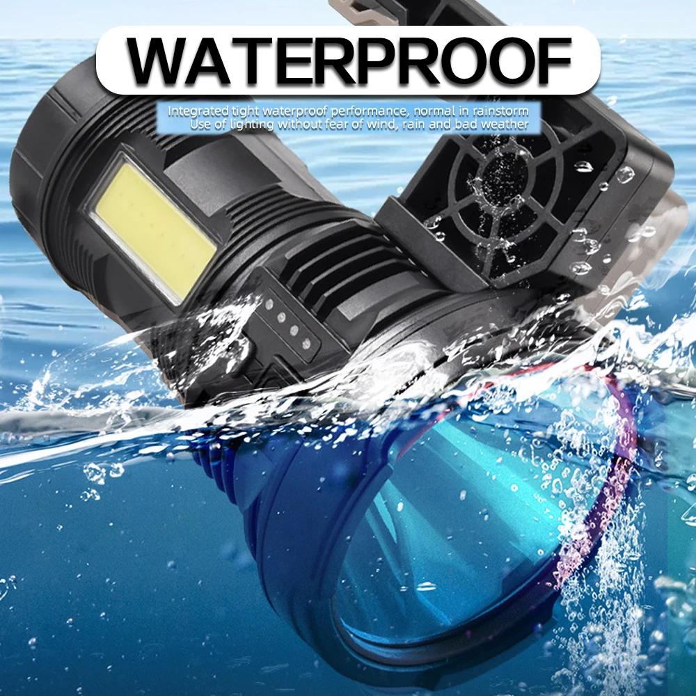 Светодиодный прожектор портативный фонарик для кемпинга с боковым освещением USB C перезаряжаемый водонепроницаемый фонарик уличный прожектор дальнего действия