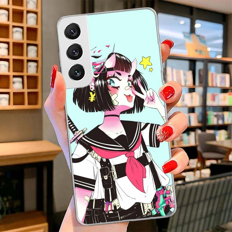 Japanese Style Anime Girl Cover Phone Case For Samsung Galaxy S26 S25 Edge S24 Ultra S23 S22 Plus S21 S20 FE Soft Fundas Shell G