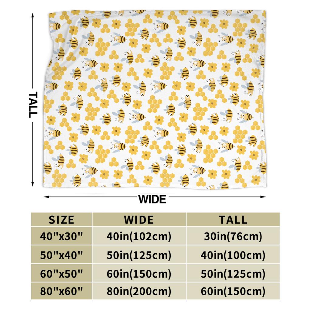 Super Warm Blankets Travel Bee in honeycomb and flowers Throw Blanket Flannel Bedspread For Couch Chair Pattern Sofa Bed Cover