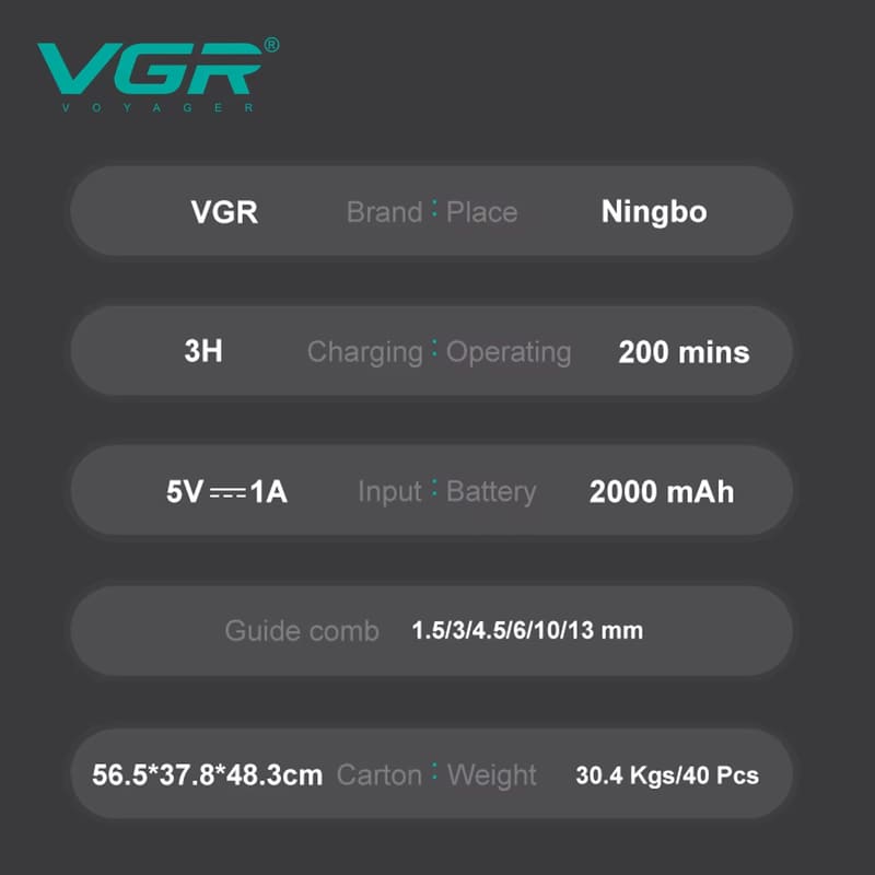 Оригинальная домашняя машинка для стрижки волос VGR V-656, градиентный цвет, триммер для масляной стрижки, высококачественный триммер для волос, электрическая машинка для стрижки волос с интеллектуальным цифровым ЖК-дисплеем