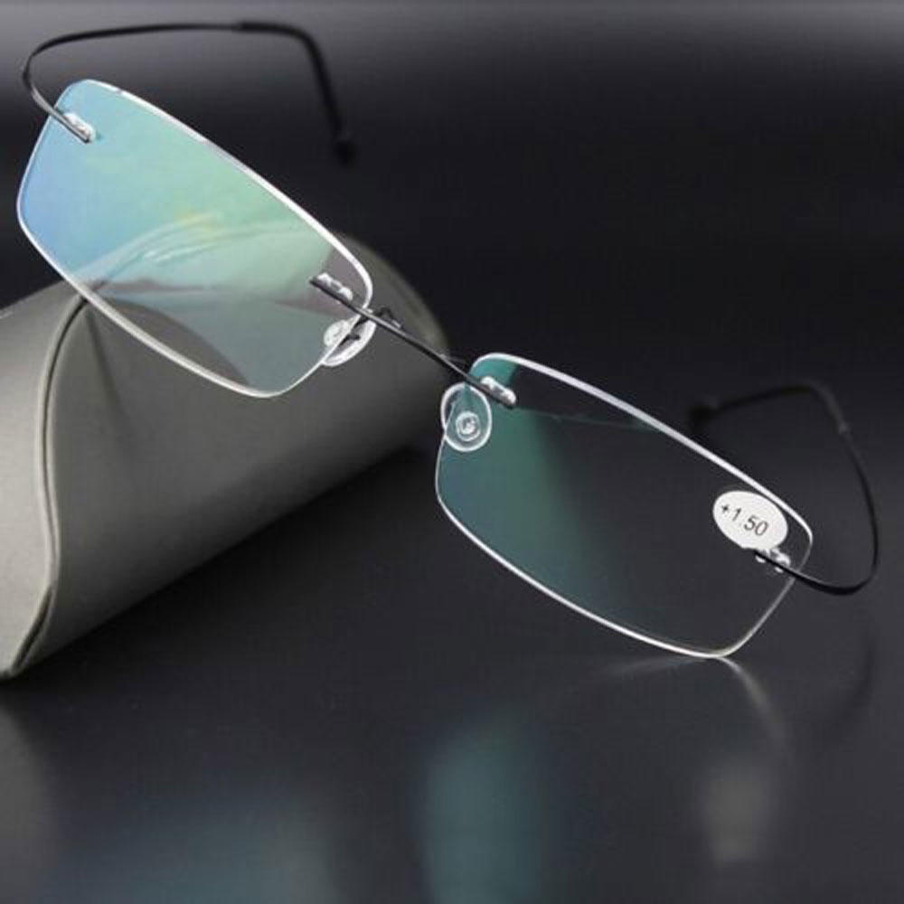 Elder Rectangular Unisex Spectacles Eyeglass Reading Glasses Memory Titanium Rimless
