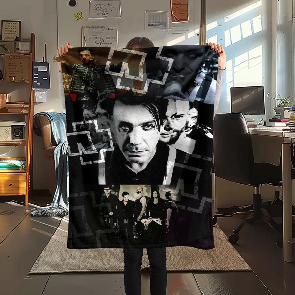 1 шт. Фланелевое одеяло с принтом группы Rammstein, Высококачественное, Для всех сезонов, Декор для дома, Тепло и комфорт, Идеально для рождественских подарков