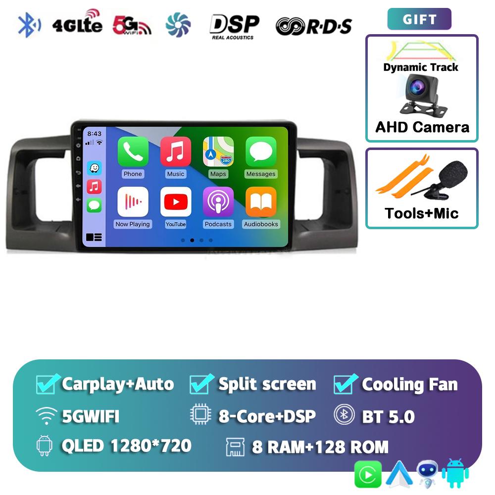 Android 14 Carplay Автомагнитола для Toyota Corolla E120 E 120 BYD F3 2007 2008 2009-2011 Мультимедийный Видеоплеер GPS Стерео