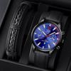 Men's Fashion Sports Watches Men Luxury Business Quartz Wristwatch Calendar Male Casual Leather Bracelet Watch Luminous Clock