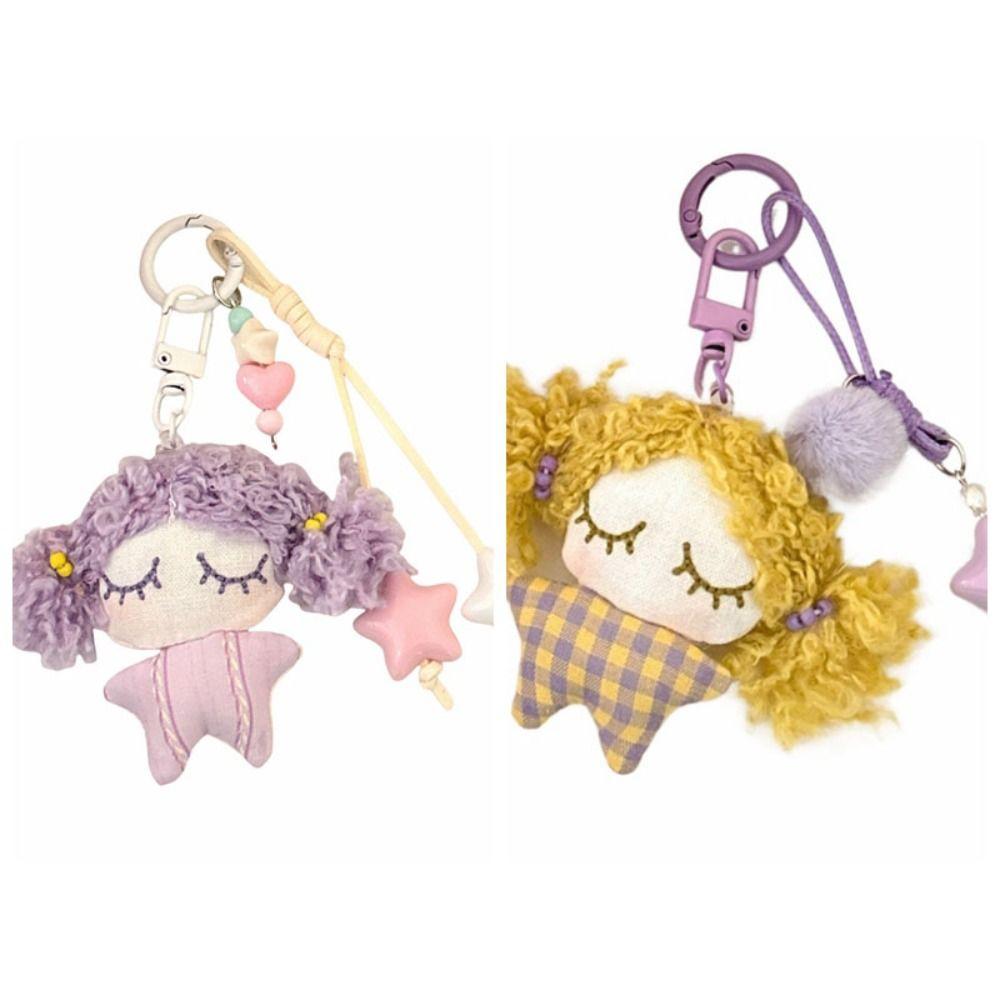 Stuffed Cartoon Bag Pendant Star Car Key Ring Lovely Little Girl Keychain  Bag Pendant
