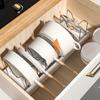 Expandable Kitchen Cabinet Pot Organizer Rack Multi-purpose Adjustable Divider Pans Frying Pan Holder Bowl Shelf