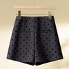 New 2024 Women's High Waist Polka Dot Tweed A-Line Bootcut Shorts for Autumn/Winter